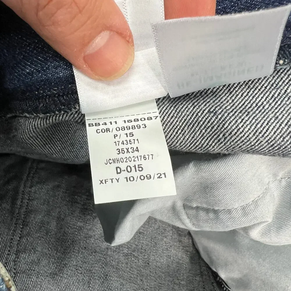 J Crew Jeans Mens 35 Blue Denim Tailored Fit Athletic Hip Tapered Leg Cotton